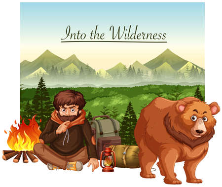 Into the wildernes scene illustrationのイラスト素材