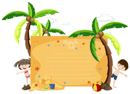 A text card summer theme illustrationのイラスト素材