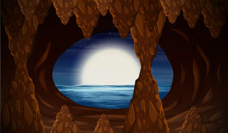 Cavern with ocean entrance illustrationのイラスト素材