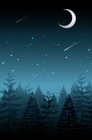 Shooting star on the dark night illustrationのイラスト素材