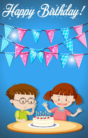 Happy brirthday card cake concept illustrationのイラスト素材