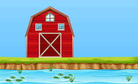 A rural barn house illustrationのイラスト素材