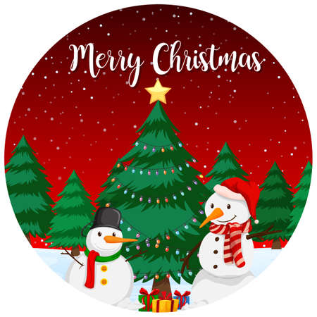 Red merry christmas card illustrationのイラスト素材