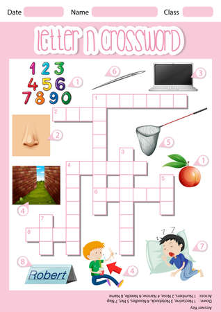 lertter n crossword concept illustrationのイラスト素材