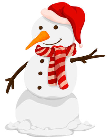 A snoman on white background illustrationのイラスト素材