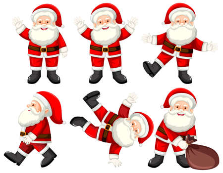 A set of santa poses illustrationのイラスト素材