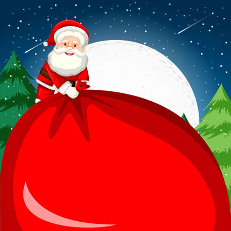 Santa holding a large sack illustrationのイラスト素材