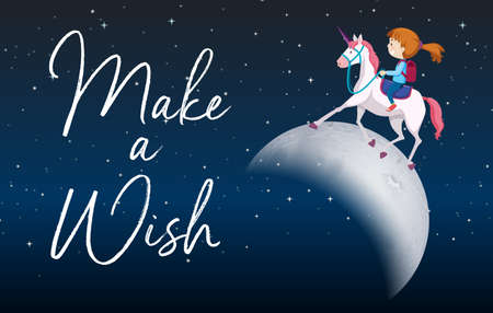 Make a wish scene illustrationのイラスト素材