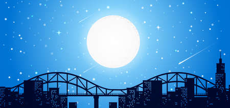 City sky line at night  illustrationのイラスト素材