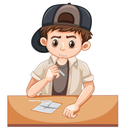 Young Boy injecting drugs  illustrationのイラスト素材