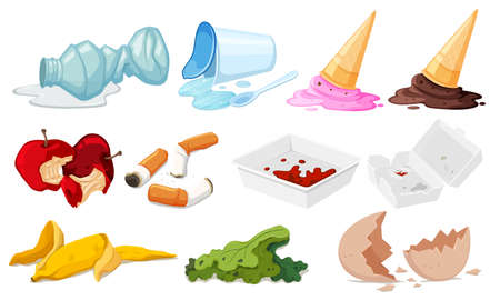 Set of junk on white background illustrationのイラスト素材