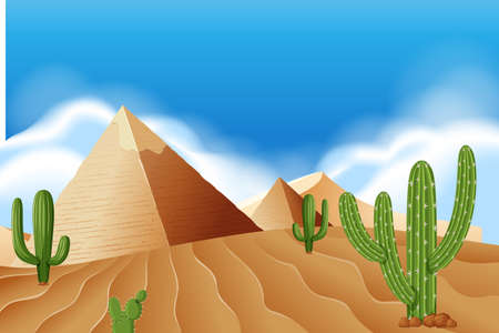 Pyramid at the desert illustrationのイラスト素材