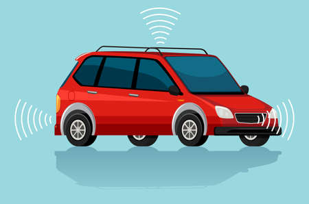 A red electric car illustrationのイラスト素材