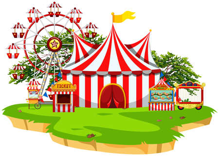 Carnival fun fair scene illustrationのイラスト素材