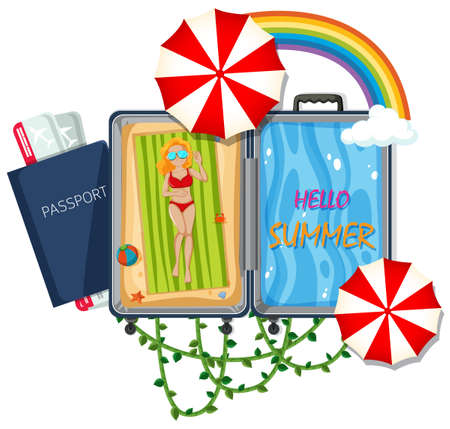 Girl on summer vacation illustration