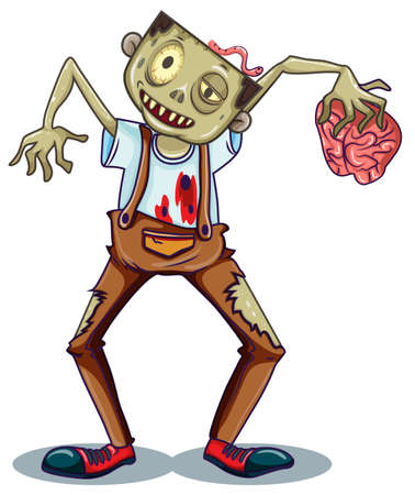 A zombie character on white background illustrationのイラスト素材