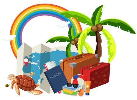 Summer holiday element on white background illustrationのイラスト素材