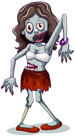 Zombie character on white background illustrationのイラスト素材