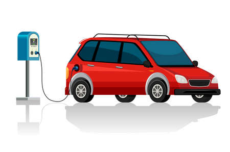 Electronic car on white background illustrationのイラスト素材