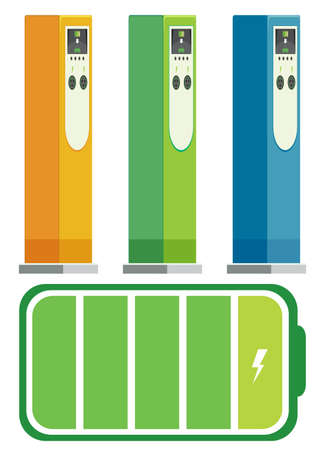 Set of electric car charging stations illustrationのイラスト素材