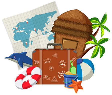 Set of travel element illustrationのイラスト素材