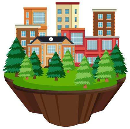 Isolated island urban building illustrationのイラスト素材