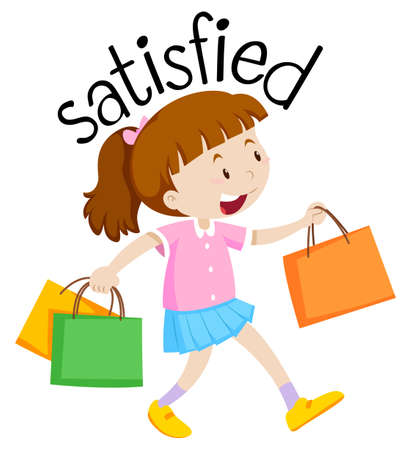 English vocabulary of satisfied illustrationのイラスト素材