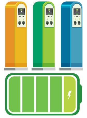 Electric car charging stations concept illustrationのイラスト素材