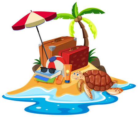 Isolated island and object illustrationのイラスト素材