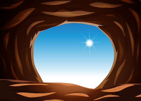 Outside view from cave illustrationのイラスト素材