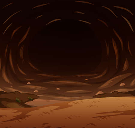 A dark cave background illustrationのイラスト素材