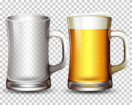 Set of glass and beer illustrationのイラスト素材