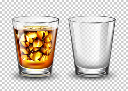 Set of transparent glass illustrationのイラスト素材