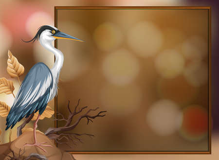 A crane bird on blurry background illustrationのイラスト素材