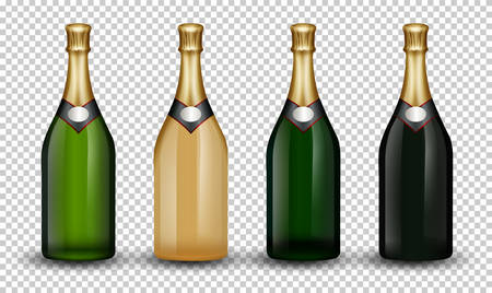 Set of champagne bottle illustrationのイラスト素材