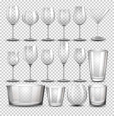 A set of transparent glass illustrationのイラスト素材