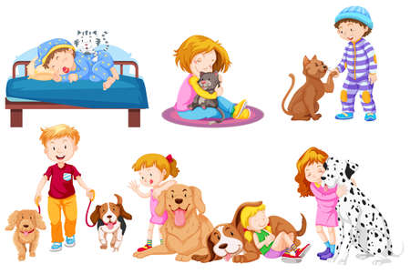 Group of pet lover illustrationのイラスト素材