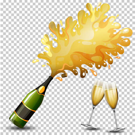 Bottle of champagne drink illustrationのイラスト素材