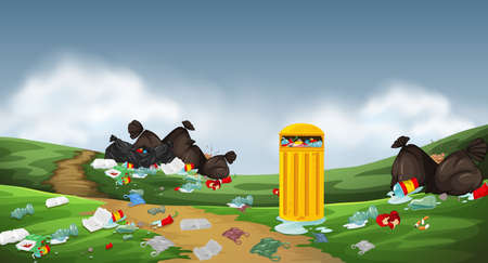 A pollution in the nature illustrationのイラスト素材