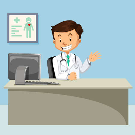 A doctor at clinic background illustrationのイラスト素材