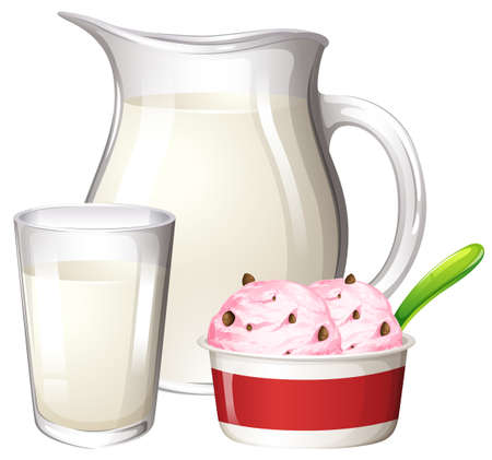 Dairy ice cream on white background illustrationのイラスト素材