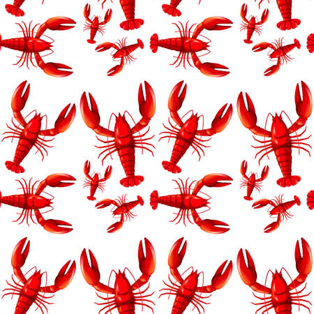 Sealess red lobster background illustrationのイラスト素材