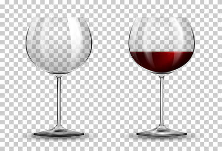 Red wine glass on transparent background illustrationのイラスト素材