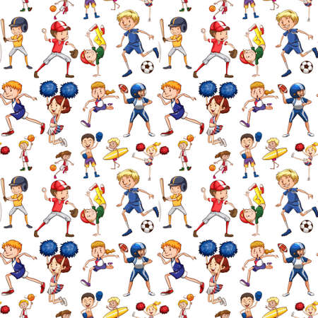 A seamless pattern of athlete illustrationのイラスト素材