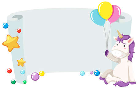 Unicorn on blank border illustrationのイラスト素材