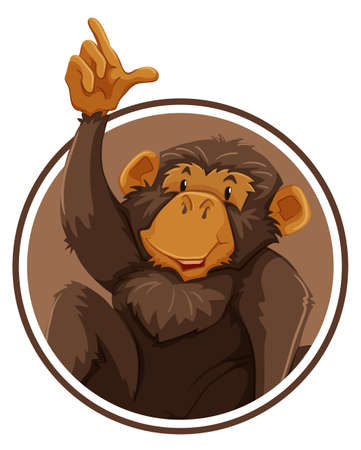 Ape in circle banner illustrationのイラスト素材