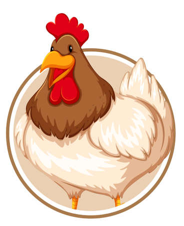 Chicken on circle banner illustrationのイラスト素材