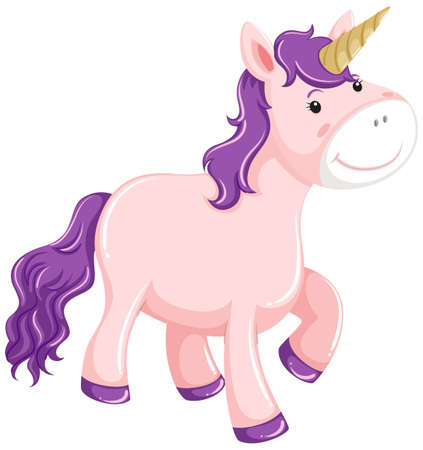 A unicorn character on white background illustrationのイラスト素材