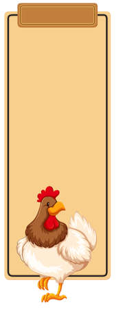 Chicken on blank template illustrationのイラスト素材