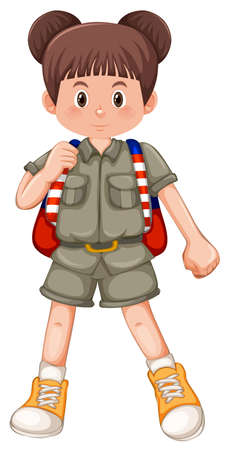 A girl scout character illustrationのイラスト素材